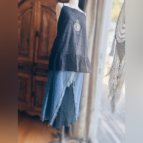 Free People Caught Up Tunic XL NWT Black Eyelet Lined Pockets MSRP $88 - Picture 2 of 14